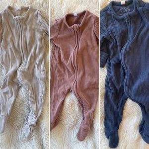 Three Newborn Ribbed Mori Brand Zip Up (pretty much brand new!)